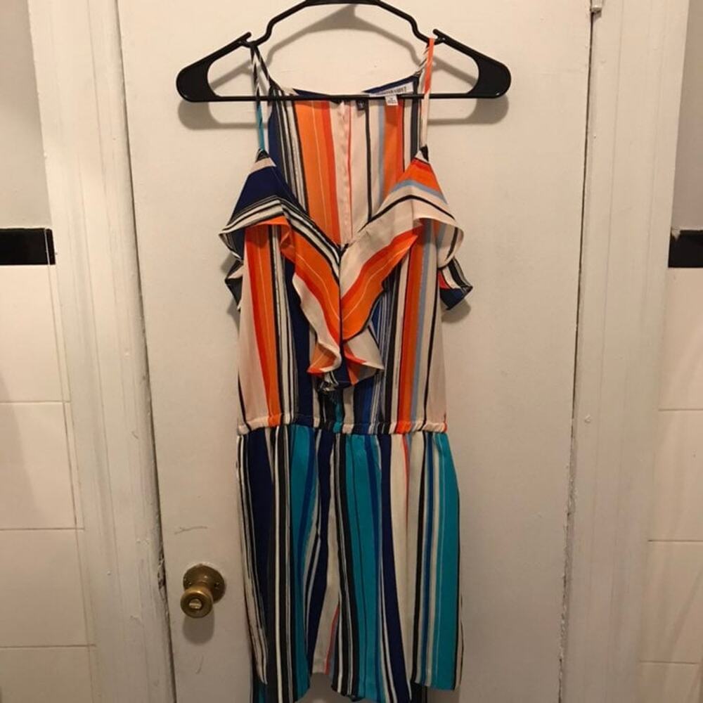 NEW JENNIFER LOPEZ STRIPED ROMPER SZ 12 WOMENS! - 0270